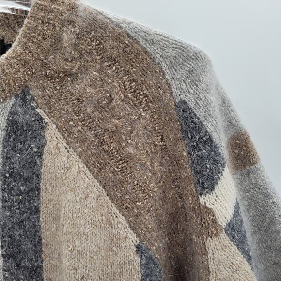 Gladys Bagley Vintage Angora Bohemian Geometric Crew Neck Oversized Sweater Top - Picture 8 of 13